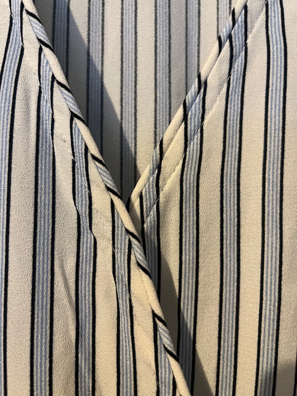 Time and Tru Blue and White Striped Long Sleeve Wrap Dress - Picture 4 of 11